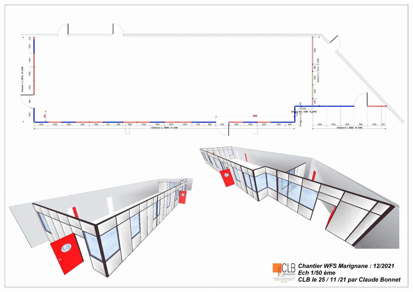 Plan de principe et d'exécution réalisation CLB Aménagement 13127 VITROLLES